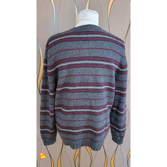 GAP 100% Lamb's Wool Men's Gray/Red Striped Round Neck Pullover Size XL-XXL # 15 - Picture 5 of 11